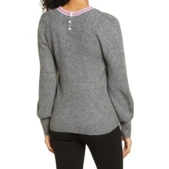 HALOGEN Blouson Sleeve Knit Sweater Grey Dark Heather Grey - NWT - Size Small - Picture 2 of 4